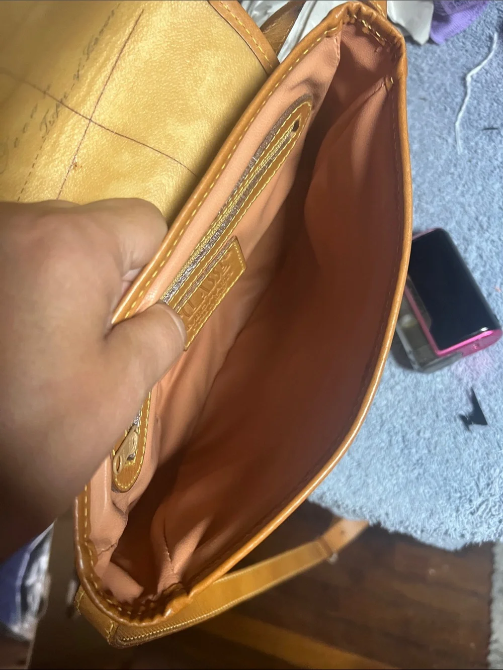 Alviero Martini Tan Map-Print Leather Messenger Crossbody